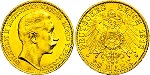 Preußen Goldmünzen 20 Mark, 1912, A, ... 