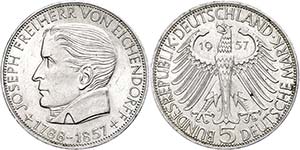 Federal coins after 1946 5 Mark, 1957, ... 