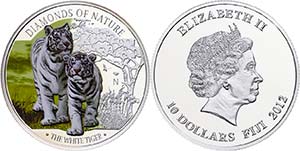 Fidschi 10 Dollars, 2012, Weißer Tiger, 1 ... 