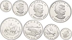 Canada Set to 2 - 5 Dollars, 2004, silver ... 