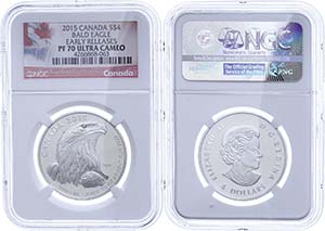 Canada 4 Dollars, 2015, soon eagle, in Slab ... 