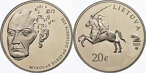 Lithuania 20 Euro, 2015, Mykolas Kelopas ... 