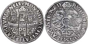 Hamburg Stadt Taler, 1611, mit Titel Rudolf ... 