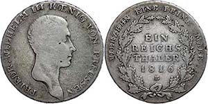 Prussia Thaler, 1816, B, Friedrich Wilhelm ... 