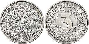 Coins Weimar Republic 3 Reichmark, 1927 A, ... 