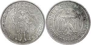 Münzen Weimar 3 Reichsmark, 1929, 1000 ... 