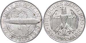 Coins Weimar Republic 3 Reichmark, 1930, ... 
