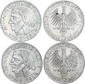 Federal coins after 1946 2 x 5 DM, 1964, ... 
