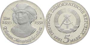 Münzen DDR 5 Mark, 1981, Riemenschneider, ... 