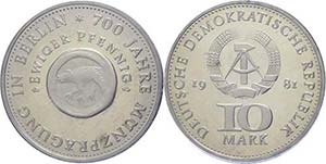 GDR 10 Mark, 1981, 700 years stamping in ... 