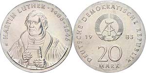 GDR 20 Mark, 1983, Martin Luther, in the ... 