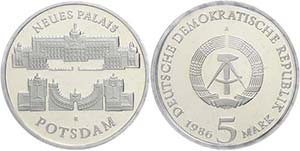 Münzen DDR 5 Mark, 1986, Neues Palais ... 