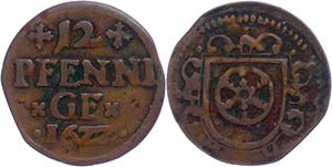 Erfurt City Dumper 12 penny, 1622, ss.  ss