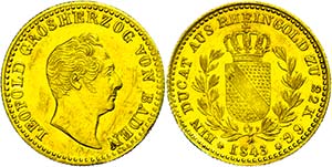 Baden Ducat (Rhine gold ducat), 1843, Carl ... 