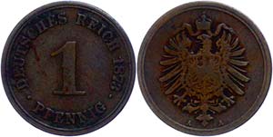 Kleinmünzen 1871-1922 1 Pfennig, 1873, ... 