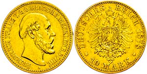 Mecklenburg-Schwerin 10 Mark, 1878, ... 