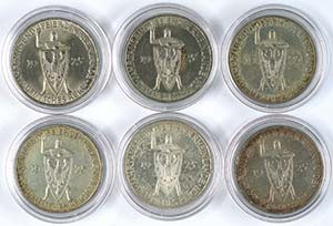 Coins Weimar Republic 6 x 5 Reichmark, 1925, ... 
