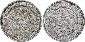 Coins Weimar Republic 5 Reichmark, 1927, E, ... 