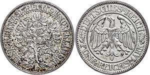 Coins Weimar Republic 5 Reichmark, 1931, E, ... 