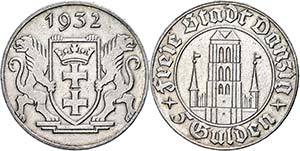 Coins German Areas Gdansk, 5 Guilder (14, 85 ... 