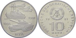 Münzen DDR 10 Mark, 1981, 25 Jahre NVA, in ... 
