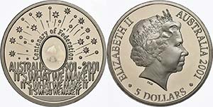 Australia 5 Dollars, 2001, hundredth ... 