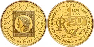 Frankreich 50 Francs, Gold, 1999, 150 Jahre ... 