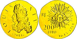 France 200 Euro, Gold, 2014, Louis XVI, 31, ... 