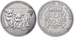 Gabon 2.000 Franc, 2013, Africa - baby lion, ... 