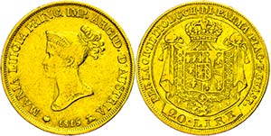 Italy Parma, 20 liras, 1815, Mary Louisa, ... 