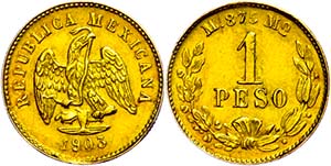 Coins Mexiko 1 peso, Gold, 1903, M MO, Fb. ... 