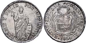 Peru 8 Reales, 1834, Cuzco, BoAr, KM 142.4, ... 