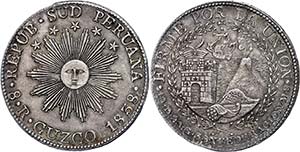 Peru 8 Reales, 1838, Cuzco MS, KM 170, ... 