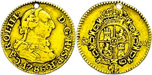 Spain 1 / 2 escudo, Gold, 1786, Carlos III., ... 