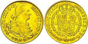 Spain 2 Escudos, Gold, 1789, Karl IV., ... 
