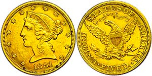 Coins USA 5 Dollars, Gold, 1881, ... 