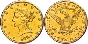 Coins USA 10 Dollars, Gold, 1901, freedom ... 