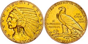 Coins USA 5 Dollars, Gold, 1909, Indian ... 