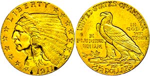 Coins USA 2 1/2 Dollars, Gold, 1911, ... 