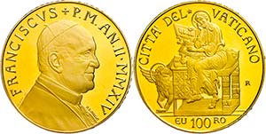 Vatikanstaat 100 Euro, Gold, 2014, ... 