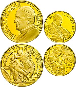 Vatikanstaat 20 und 50 Euro, Gold, 2014, ... 