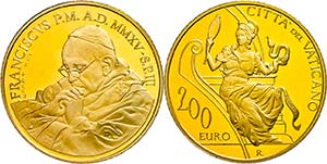 Vatikanstaat 200 Euro, Gold, 2015, ... 