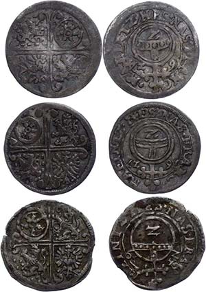 German Coins Until 1871 Mainz, lot of 3 ... 
