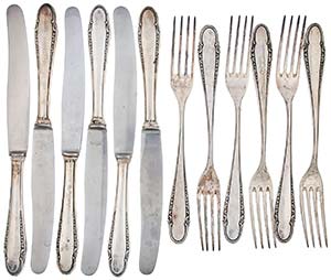 Silverware Set composed of six dining forks ... 