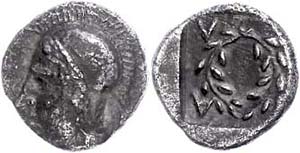 Aiolis Elaia, Diobol (1,20 g), um 450-400 v. ... 