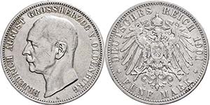 Oldenburg 5 Mark, 1901, Friedrich August, ... 