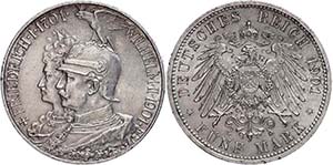 Preußen 5 Mark, 1901, Wilhelm II. auf die ... 