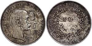 Denmark 2 coronas, 1892, Christian IX. On ... 