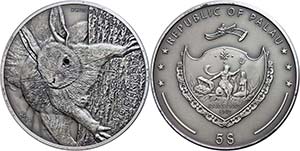 Palau 5 Dollars, 2012, Rotes Eichhörnchen, ... 