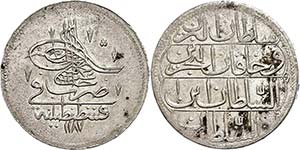 Türkei Piaster, 1773 (1187 AH), Abdul Hamid ... 